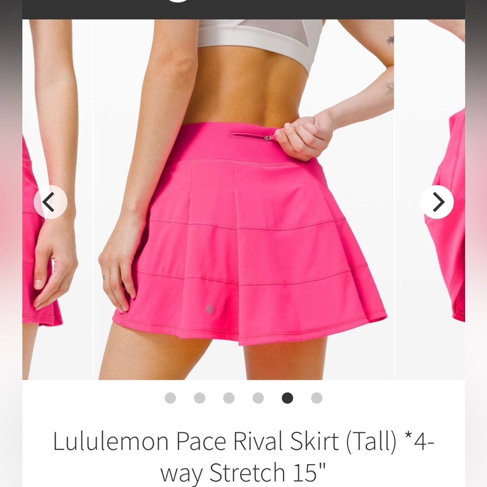 Lululemon sz 8 Tall Pace Rival Pink Skirt tennis running pickleball golf